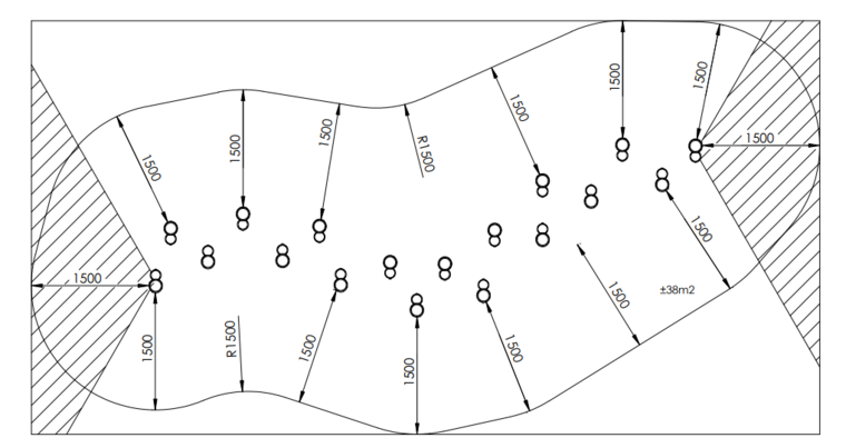 Afmetingen Steltenpad 18 palen