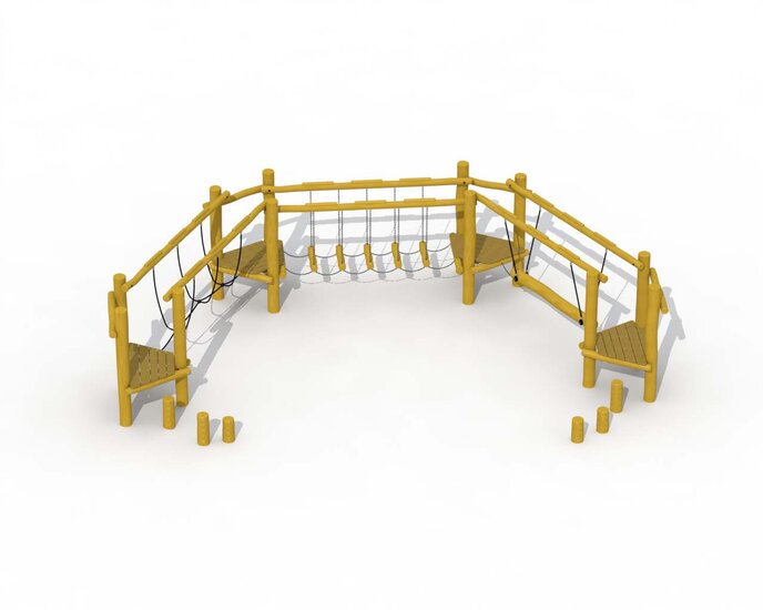 Eco-Play Behendigheidsparcours Touwbrug Waggelpad en Zwevende Balk Robinia Openbaar