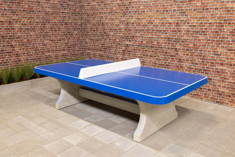 Betonnen Tafeltennistafel Blauw met Afgeronde Hoeken