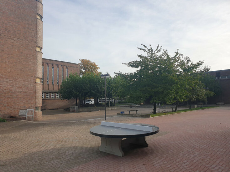 Ronde Betonnen Tafeltennistafel Antraciet op straat