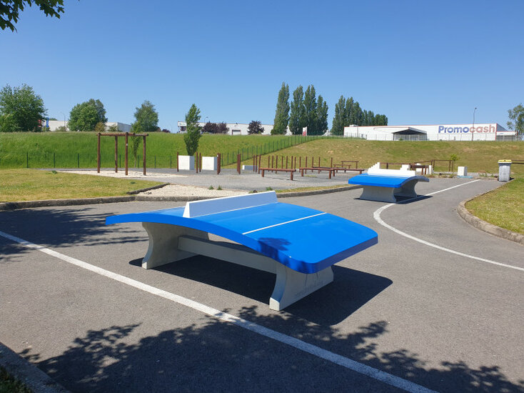 Betonnen Voetvolleybaltafel Blauw in speeltuin