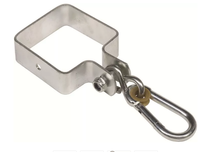 Schommelhaak vierkant met karabijnhaak 120 x 120 mm - gegalvaniseerd voorbeeld