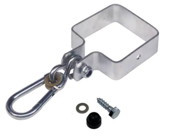 Schommelhaak vierkant met karabijnhaak 120 x 120 mm - gegalvaniseerd