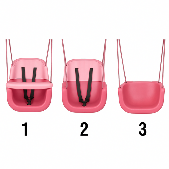 3 varianten van Kunststof Babyzitje 3 in 1 Roze/Lichtroze