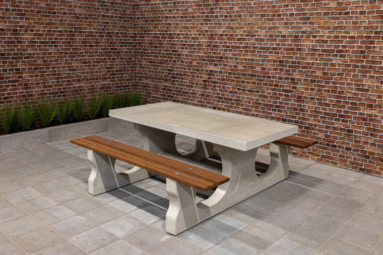 Naturel Betonnen Picknickset DeLuxe met Bamboe Zitvlak