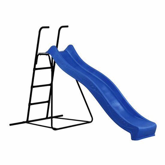 Vrijstaande Ladder Zwart 150 cm Hoog met Glijbaan Tsuri Blauw