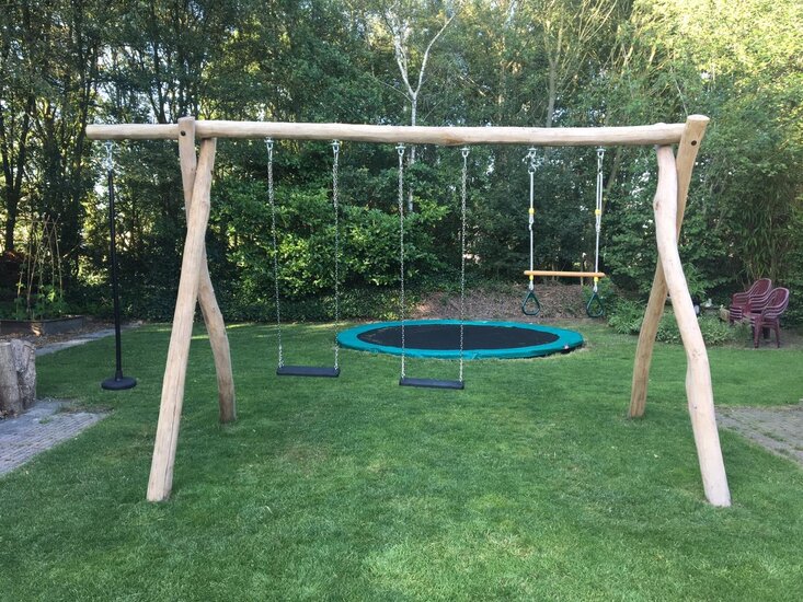 Robinia Houten Schommel Inground met 7 Schommelhaken met gelagerde Harpsluitingen