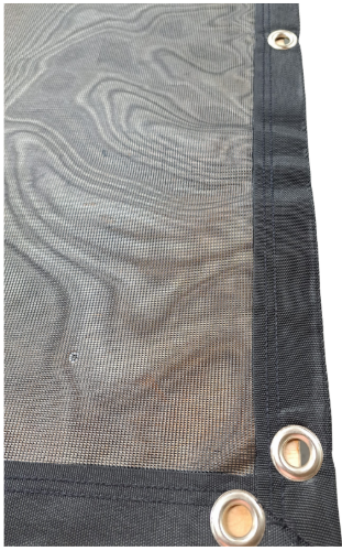 Zandbaknet PVC fijnmazig 257 x 235 cm Zwart close up ringen