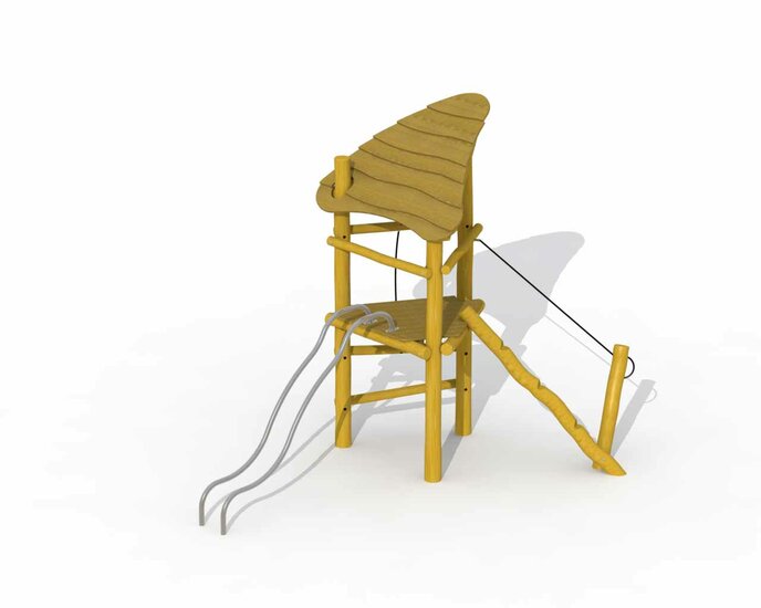 Eco-Play Speeltoren met dak en glijbuizen Robinia Openbaar