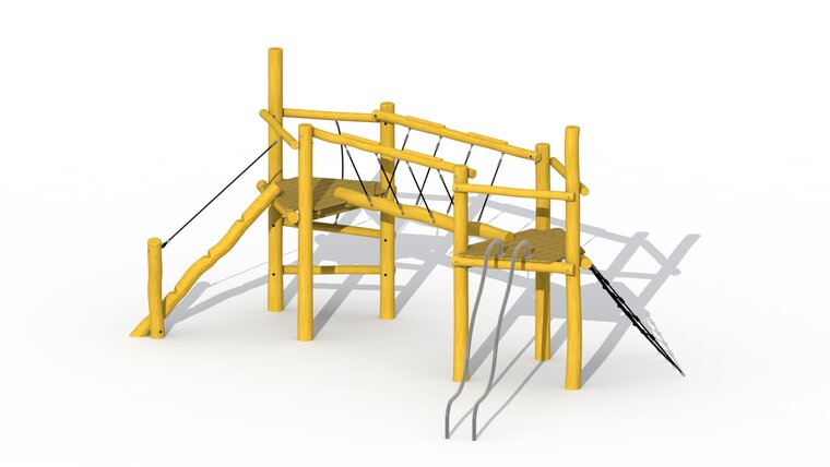 Eco-Play Speeltoren Keverbruggetje met glijbuizen Robinia Openbaar