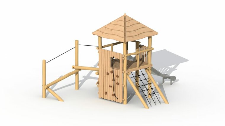 Eco-Play Tovertoren met dak en evenwichtsparcours Robinia Openbaar