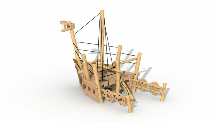 De piratenboort van de zijkant gezien
