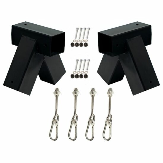 Schommelset Zwart Montage Vierkanthout 4 haken 'Recht' 92x92mm