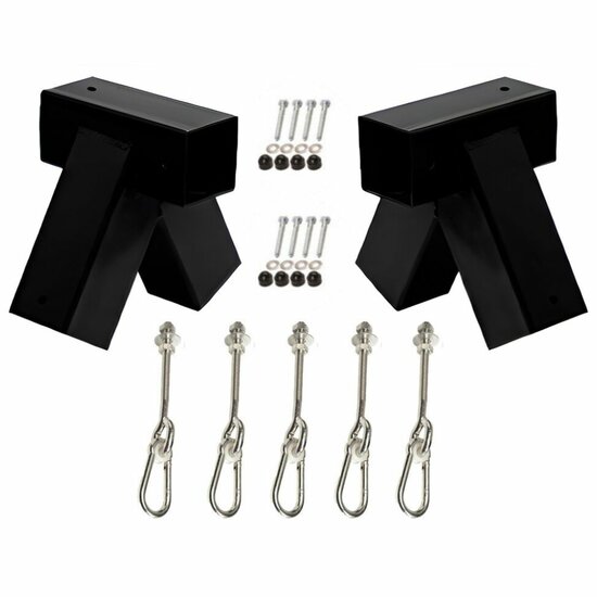 Schommelset Zwart Montage Vierkanthout 5 haken 'Schuin' 92x92mm