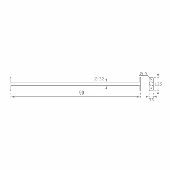 DICE duiklestang  90 cm afmetingen