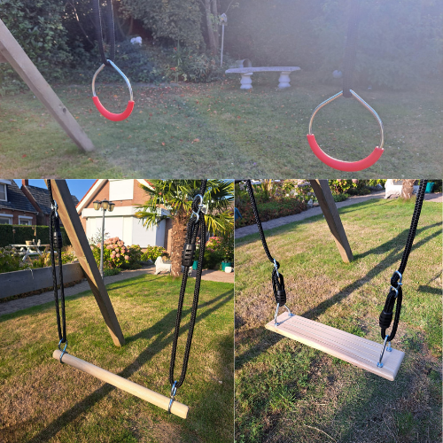 Schommelzitje met Trapeze en Ringenset BR-touwen (3-in-1) sfeeffoto