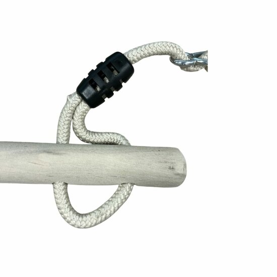 uiteinde van Houten Trapeze met Beige BR-touw