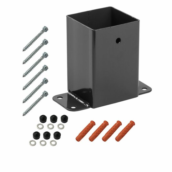 Muursteun voor vierkante palen tot 90x90mm Antraciet Incl. Bevestigingsmateriaal