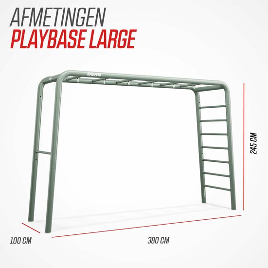 afmetingen van BERG PlayBase Large Pastel Groen met Duikelrek en Klimrek
