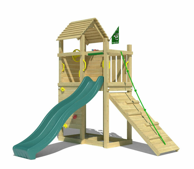 Houten Speeltoren Jungle Roamer met Glijbaan