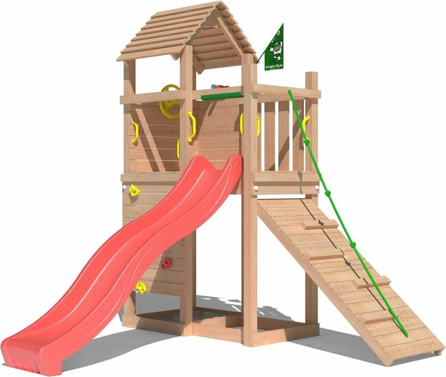 Premium Douglas Houten Speeltoren Jungle Roamer met Rode Glijbaan
