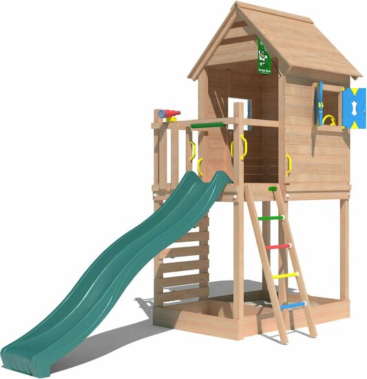 Douglas Houten Speeltoren Jungle Oasis met Groene Glijbaan
