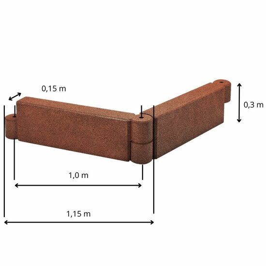 afmetingen Rubber Zandbakprofiel Edge Rood