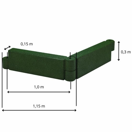 afmetingen van Rubber Zandbakprofiel Edge Groen