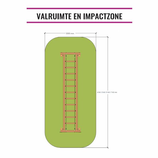 valruimte en impactzone van robinia wiebelbrug