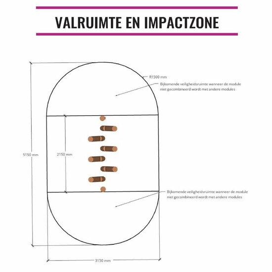 valruimte van B-Play Robinia Stelten Schuin (6 Stuks) Openbaar - Module 1