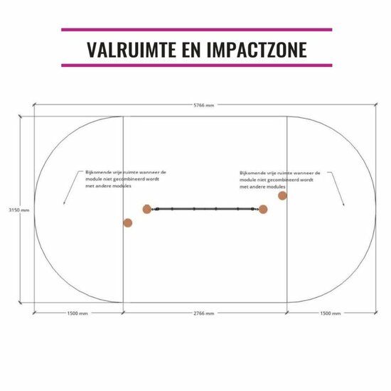 valruimte van B-Play Robinia Verticaal Klimnet met Stappalen Openbaar - Module 2