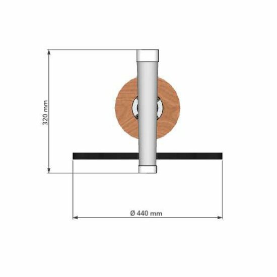 bovenaaanzicht met afmetingen van B-Play Robinia Paal met Stuur en Telescoop Openbaar