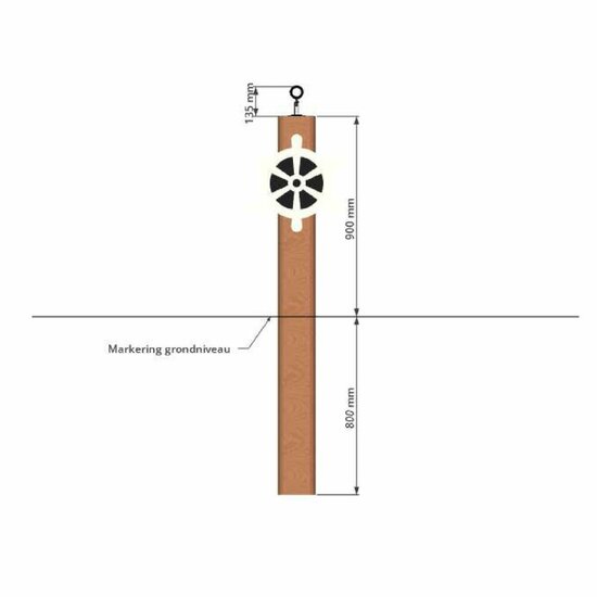 aanzichtstekening van B-Play Robinia Paal met Stuur en Telescoop Openbaar