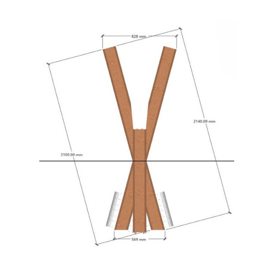 aanzichtstekening van B-Play Robinia Stelten Schuin (6 Stuks) Openbaar - Module 1