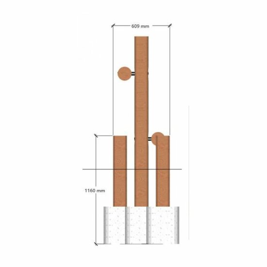 aanzichtstekening van B-Play Robinia Dwarsbalken met Stappalen Openbaar - Module 5