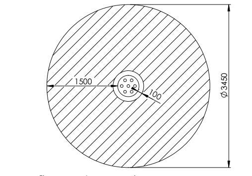 Afmetingen/vrije ruimte van de  Eco-Play Robinia Paddenstoel Geel hoog model 