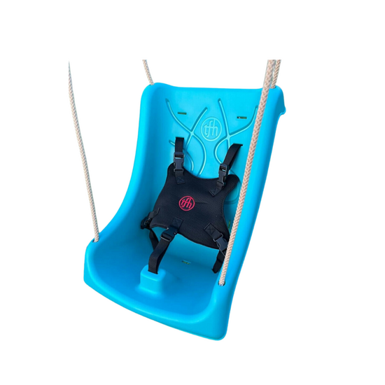 Kunststof Schommelkuip Turquoise hangt in tuin