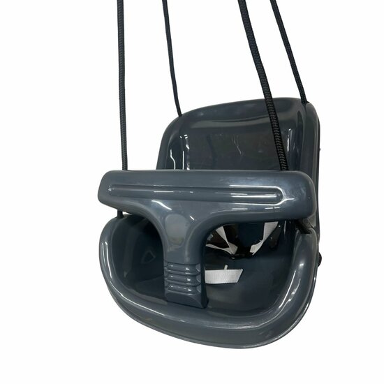voorkant van B-Play Babyschommel Luxe Antraciet met BR Touwen Zwart