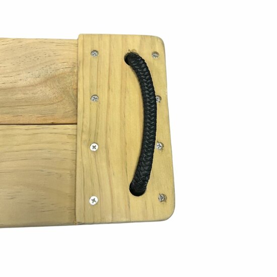 onderkant van B-Play Schommelzitje Verduurzaamd Hout 2.40 m Zwart BR Touw Geschroefd