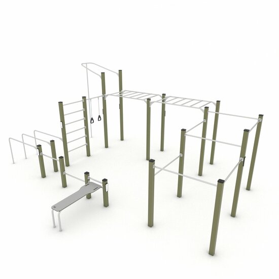 Outdoor Workout Calisthenics Station XXL Khaki Groen
