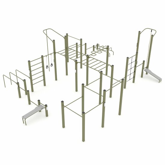 Outdoor Workout Calisthenics Station XXXL Khaki Groen
