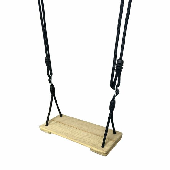 zijkant van B-Play Schommelzitje Verduurzaamd Hout 2.40 m Zwart BR Touw Geschroefd