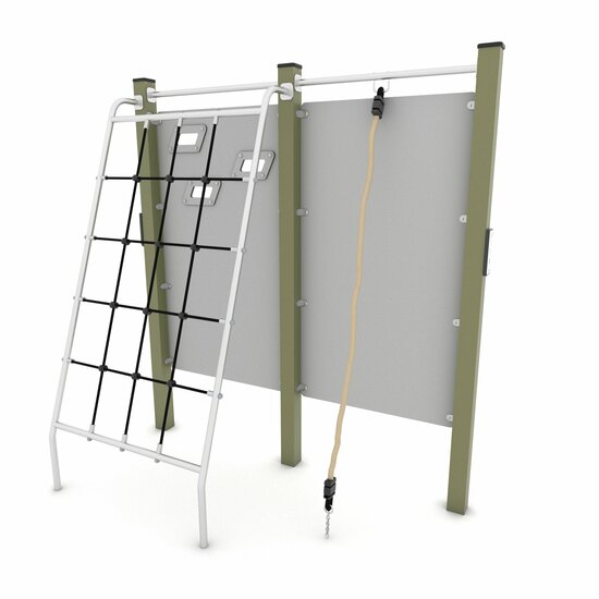Outdoor Workout Climbing Wall with Net and Rope Khaki Groen