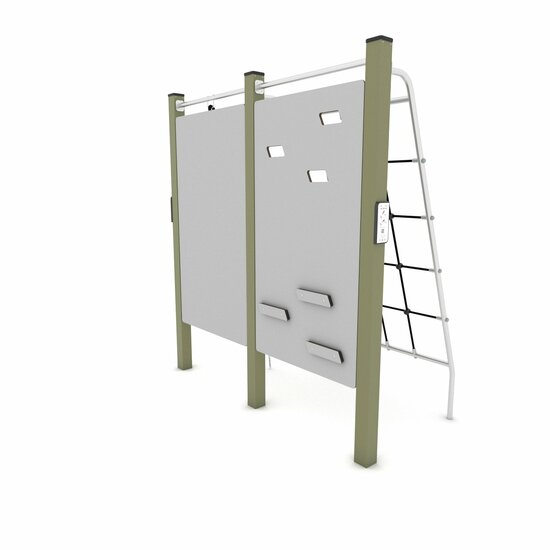 achterkant van Outdoor Workout Climbing Wall with Net and Rope Khaki Groen