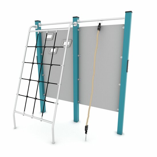 Outdoor Workout Climbing Wall with Net and Rope Turquoise