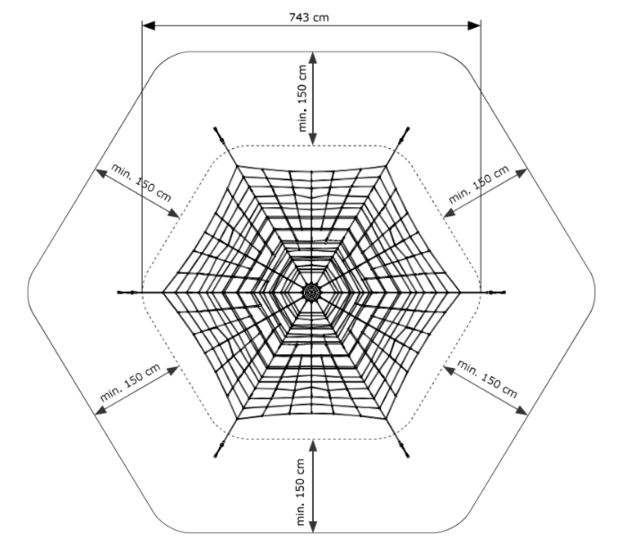 Vrije ruimte Piramide Net in gewapend touw 5,2m Premium
