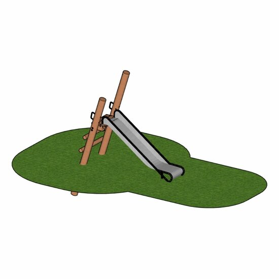 B-Play Vrijstaande Robinia trap 100 cm met RVS Glijbaan