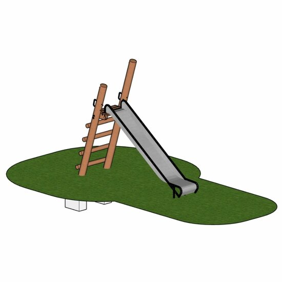 B-Play Vrijstaande Robinia trap 150 cm met RVS Glijbaan