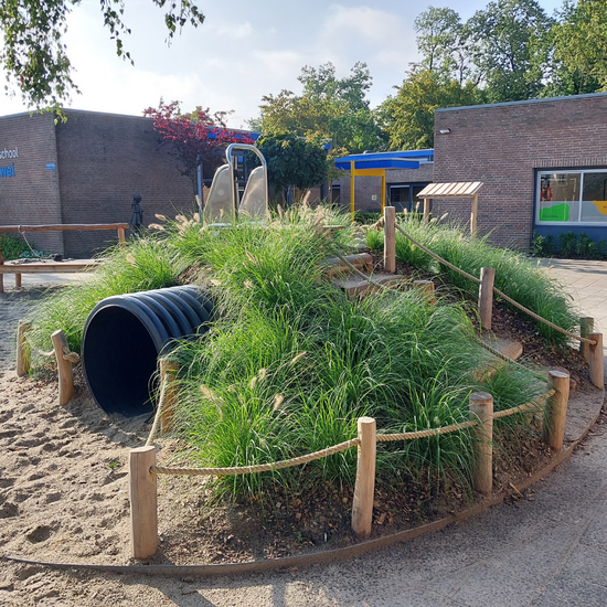 Kruiptunnel 3 meter zwart/zwart &Oslash;100cm met gras