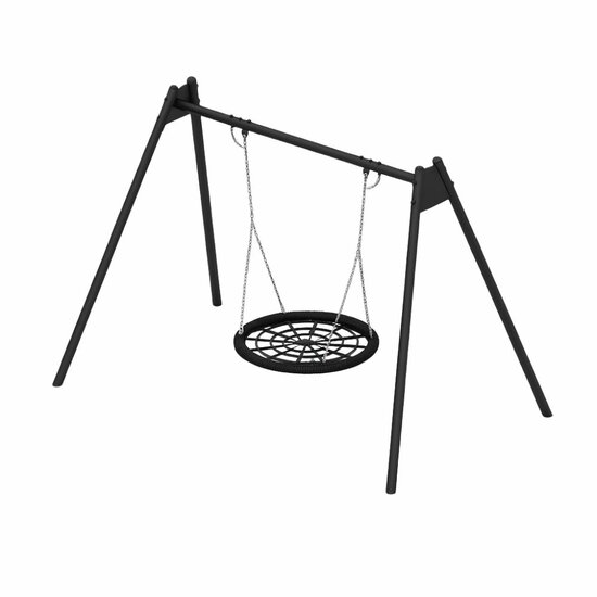 Stalen schommel Zwart 2 haken met nestschommel